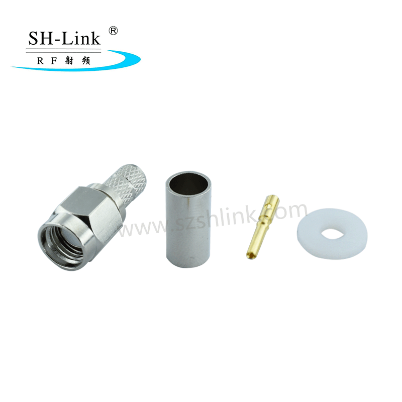 RF coaxial SMA male crimp straight connector for RG174 RG316 cable